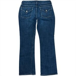 Gap Curvy Flare Jeans Womens 4 / 27 Low Rise Dark Wash Button Flap Pockets 28x29